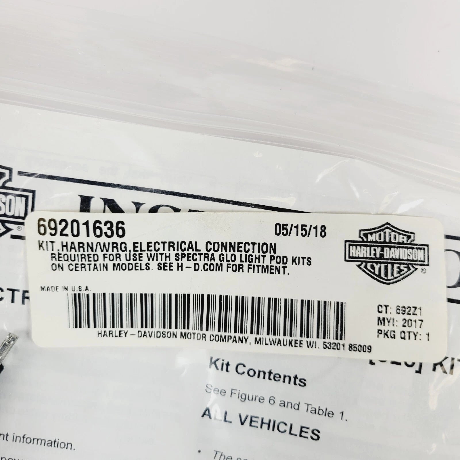 Wire Harness Kit for Harley Davidson (Used with Glo Pod Kits)