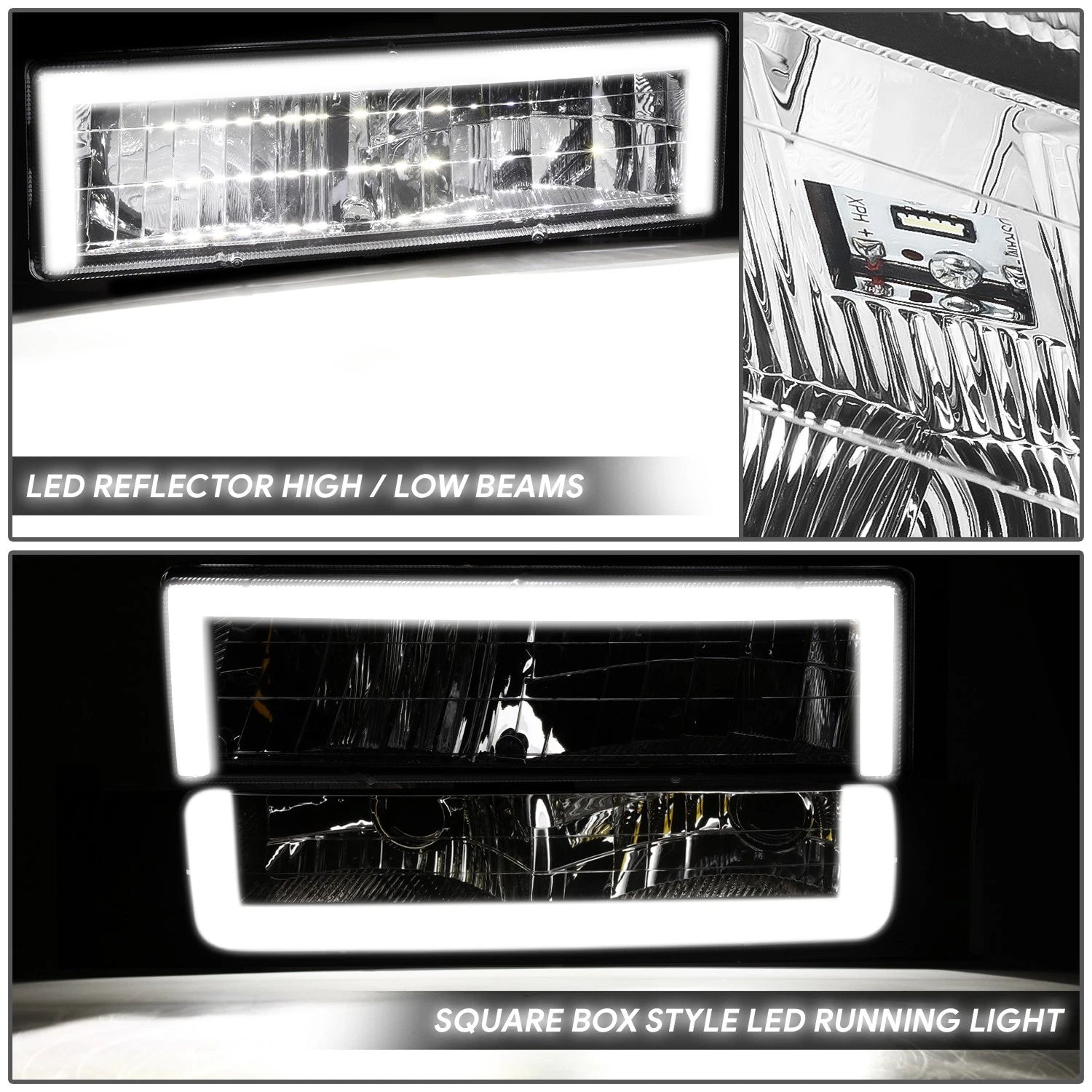 DRL LED Headlight Bumper Turn Signal Lamp Chrome for Chevy Blazer GMC C/K (1988–2000)
