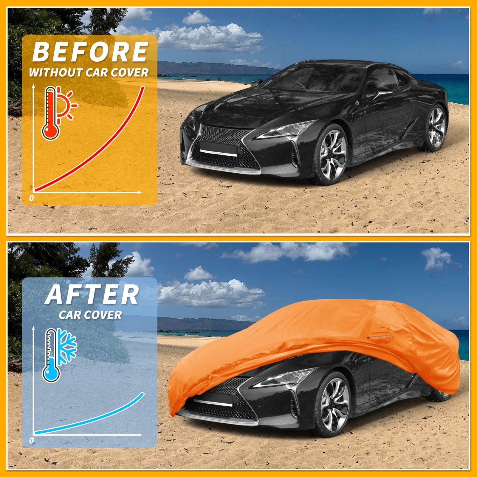 Waterproof Car Cover for Lexus LC (2018–2023) 210D-PU with Zipper