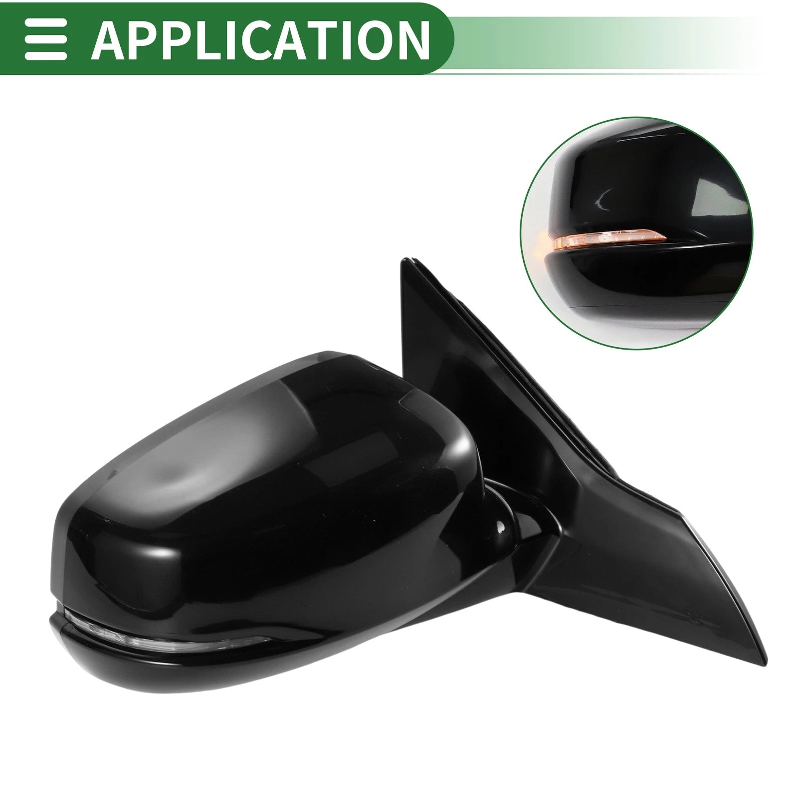 Right Side Door Mirror for Honda Accord (2013–2017) Manual Folding Gloss Black