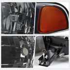 Upper Smoked Housing Headlight & Amber Side Corner Lamp for GMC Sierra/Yukon (1999–2007)