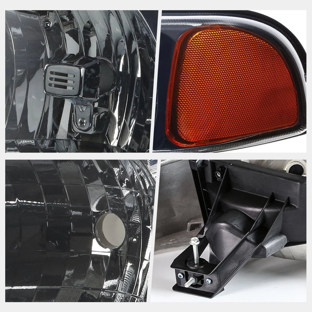 Upper Smoked Housing Headlight & Amber Side Corner Lamp for GMC Sierra/Yukon (1999–2007)