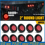 10pcs 2 Inch 9 LED Red Round Tail Light for Truck Trailer
