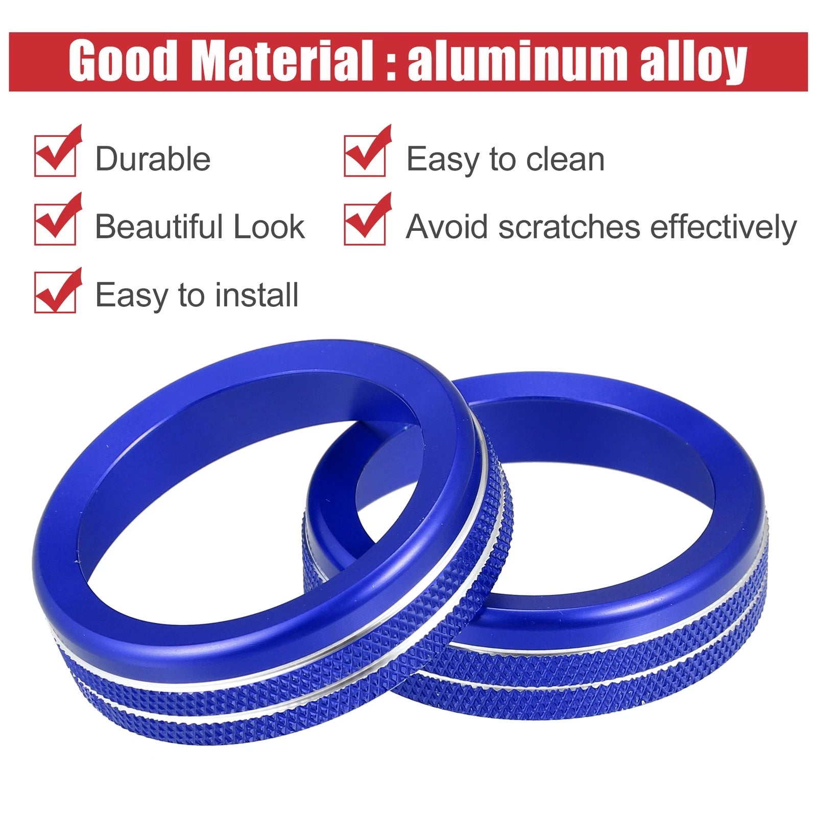 7pcs Blue AC Climate Control Ring Knob Trim for Ford F-150 (2021–2022)