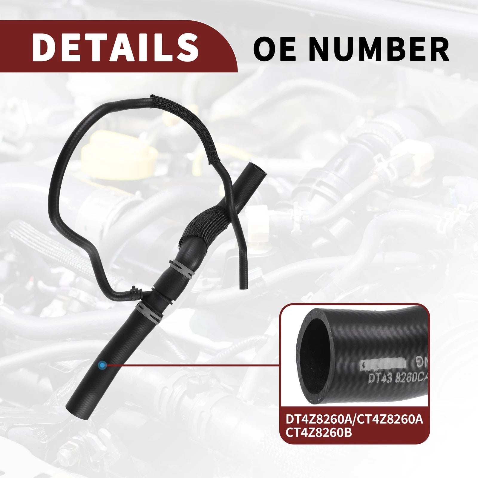 Radiator Coolant Hose for Ford Edge 2.0L (2012–2015) No.DT4Z8260A | Black