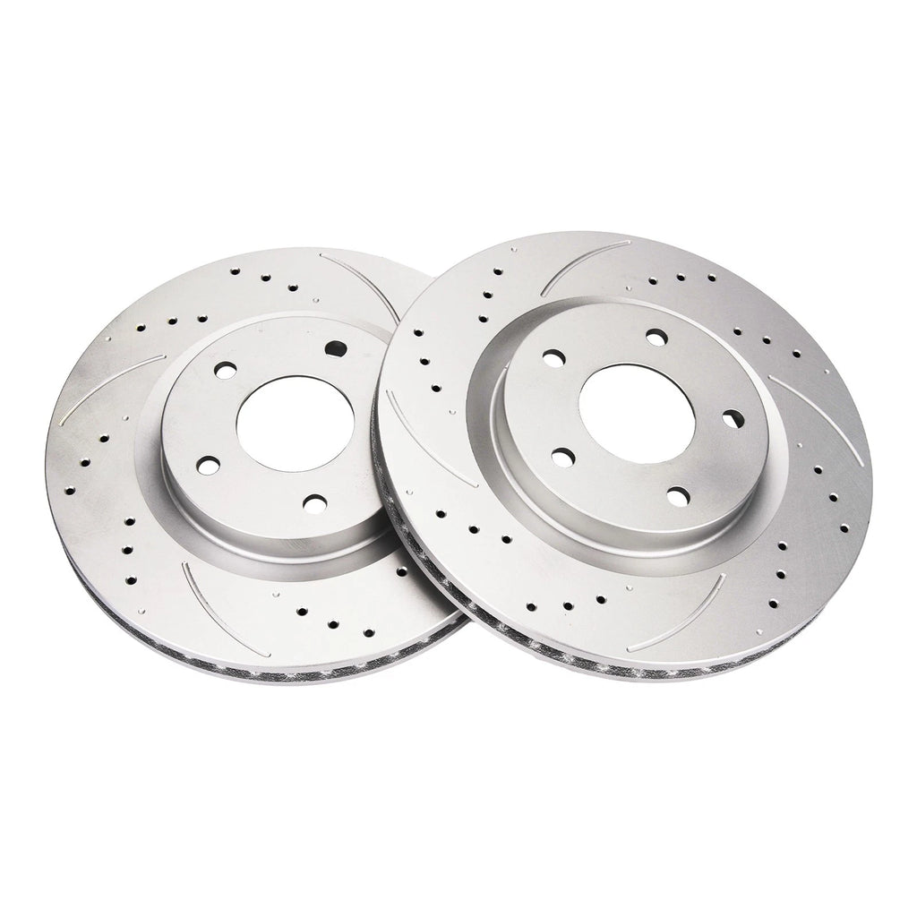 Front Set Drilled & Slotted Brake Rotors for Nissan Rogue & Sentra (2007–2013)