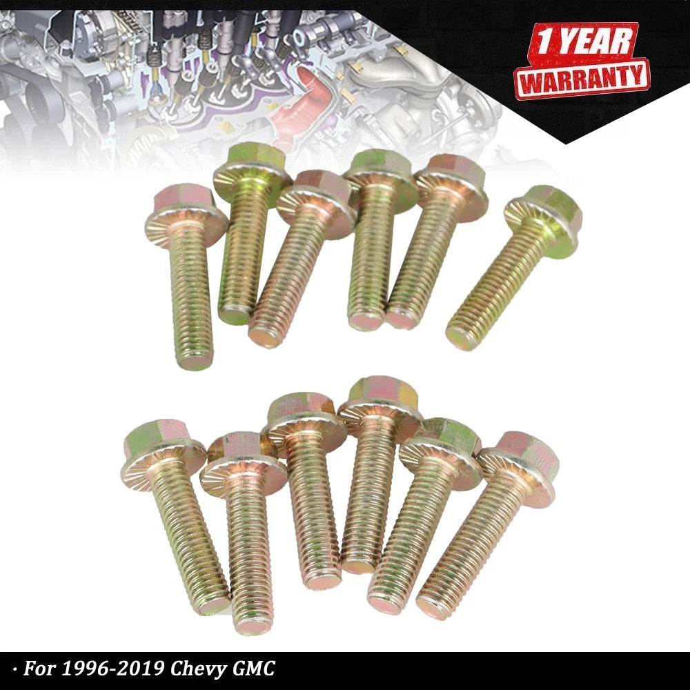 Set of 12 Exhaust Header Bolts for Chevy GMC LS1 LS2 LS6 LS7 LSX