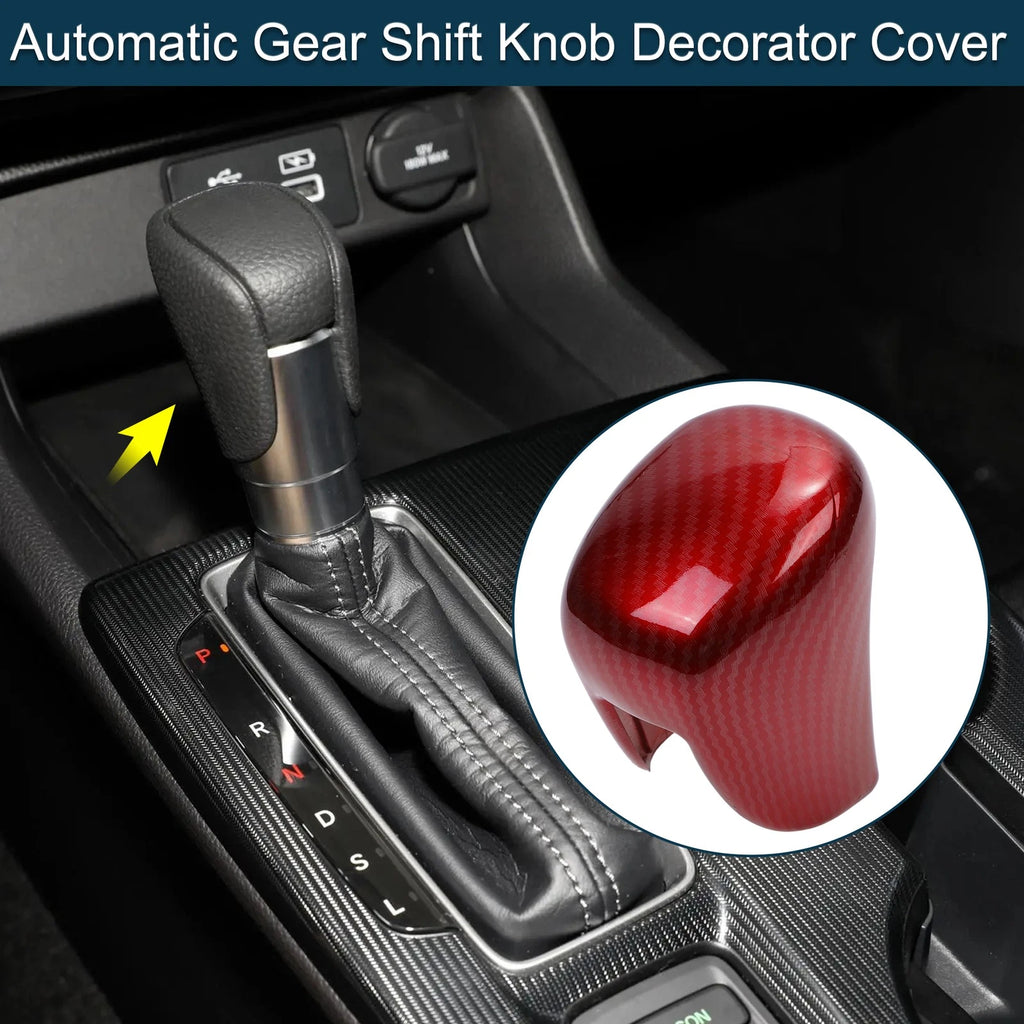 Automatic Gear Shift Knob Cover for Honda Civic (2022–2025) Carbon Fiber Red