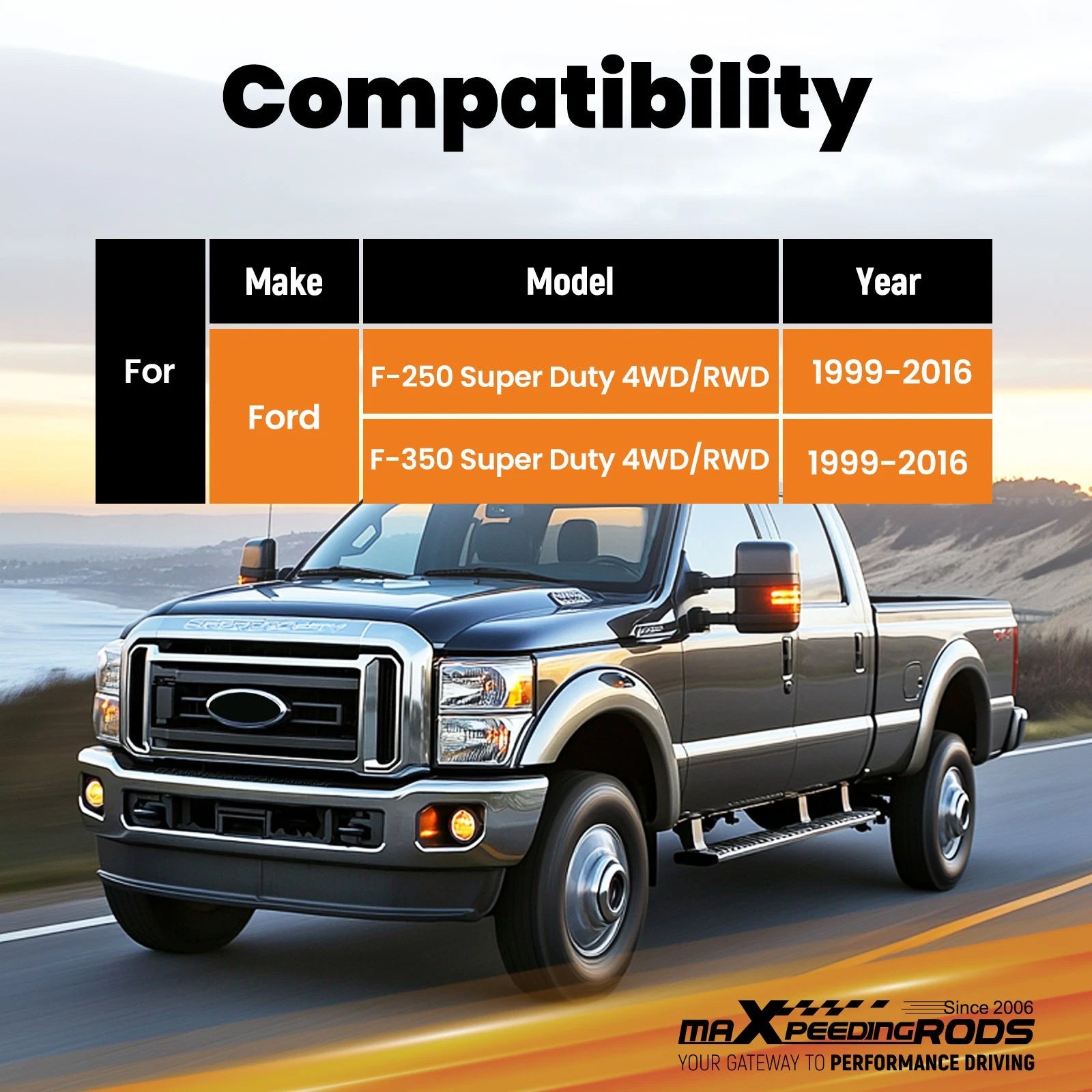 Rear Shocks Pair for Ford F-250/350 Super Duty (1999–2016) Lift Kit