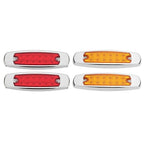Set of 4 LED Sealed Side Marker Clearance Lights for Trailer (2 Red + 2 Amber)