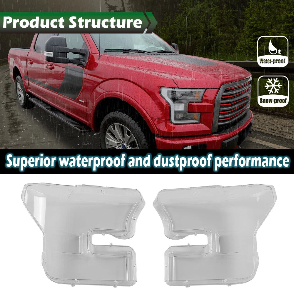 Set of 2 Headlight Replacement Lenses for Ford F-150 (2015–2017)