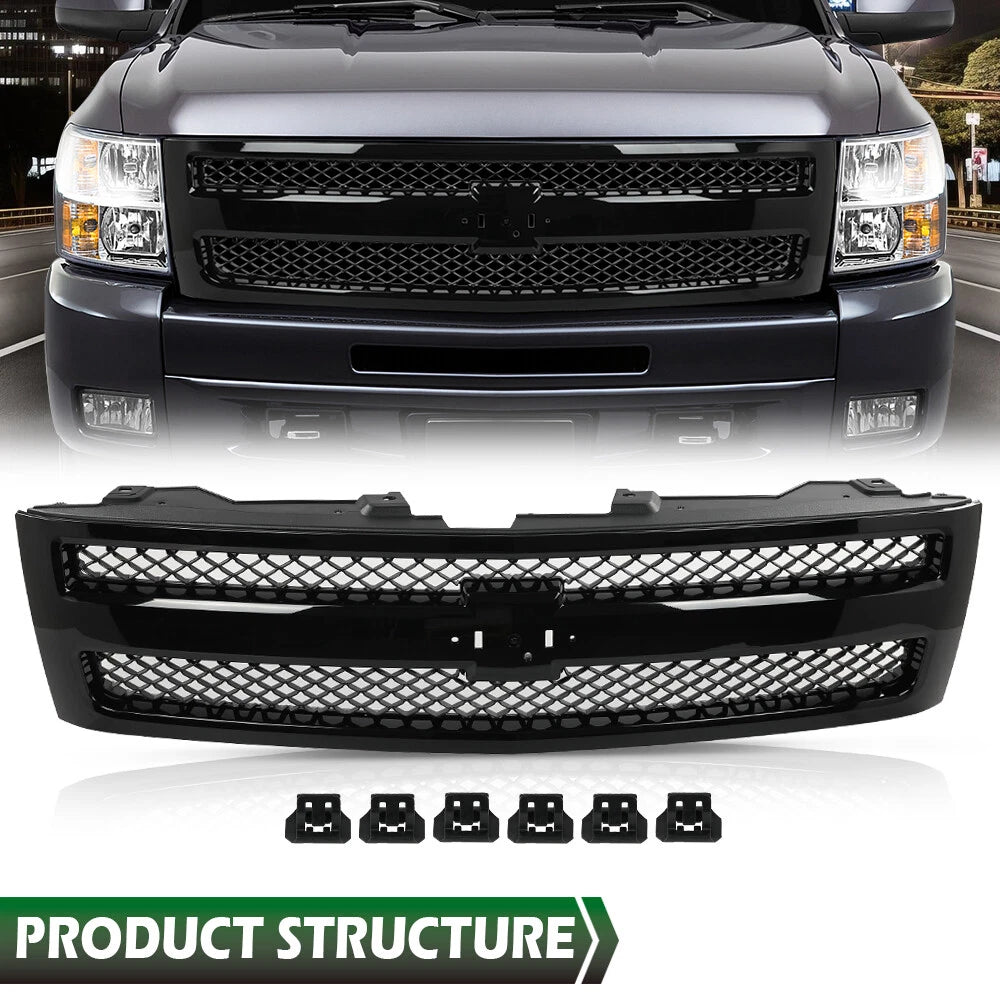 Front Bumper Mesh Grille Insert for Chevrolet Silverado 1500 (2007–2013)