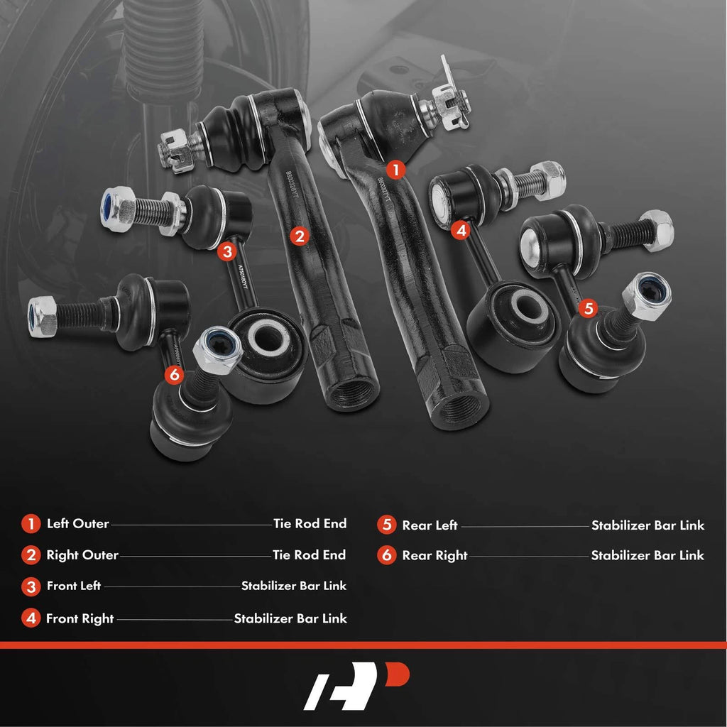 Front & Rear Sway Bar Link & Tie Rod End for Toyota Sequoia (2008–2019)