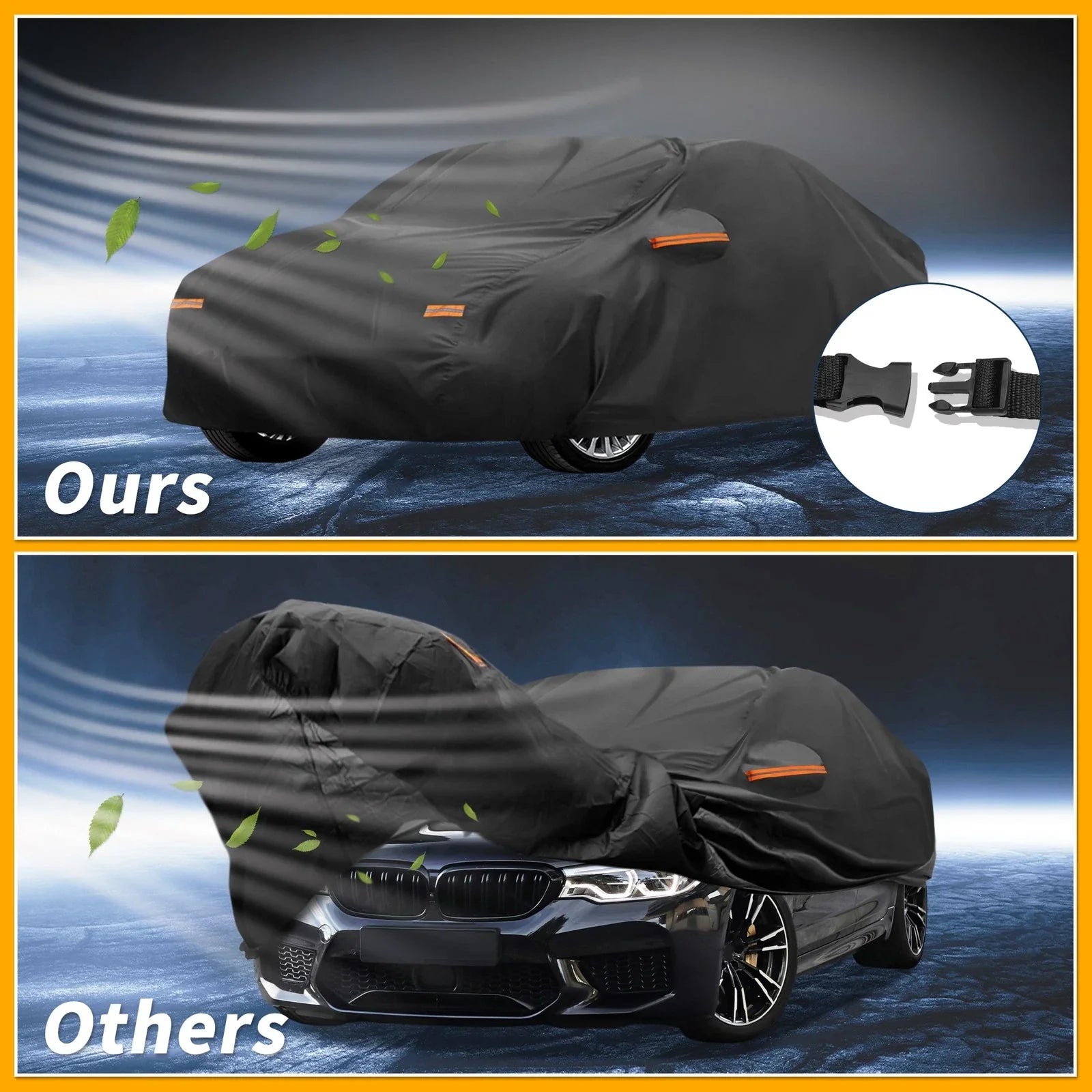 Car Cover Waterproof All Weather for BMW 2 Series Sedan Black Aluminum Film