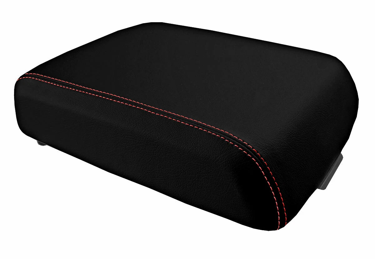 Leather Console Lid Bucket Seat Cover for Ford F250 (1999–2010) Red Stitch