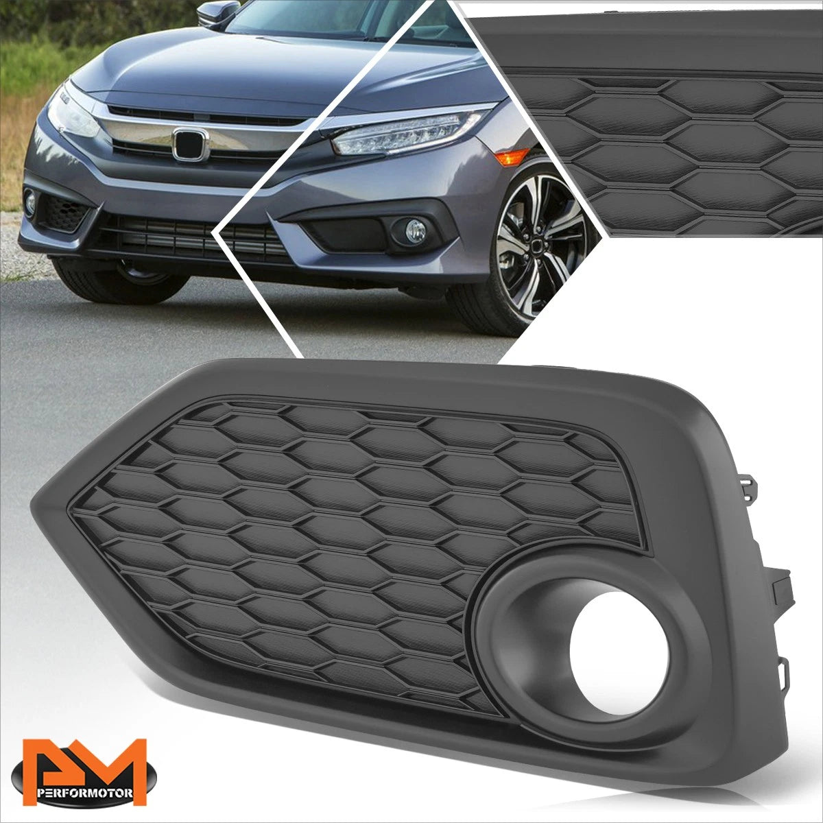 Fog Light Lamp Bezel Cover for Honda Civic (2017–2018) - Left Side, Black