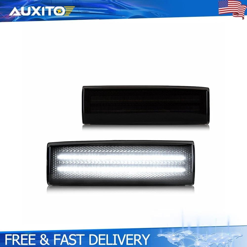 2X Smoked Housing White LED Front Side Marker Lights for Chevy S10 GMC Jimmy (1994–2004)