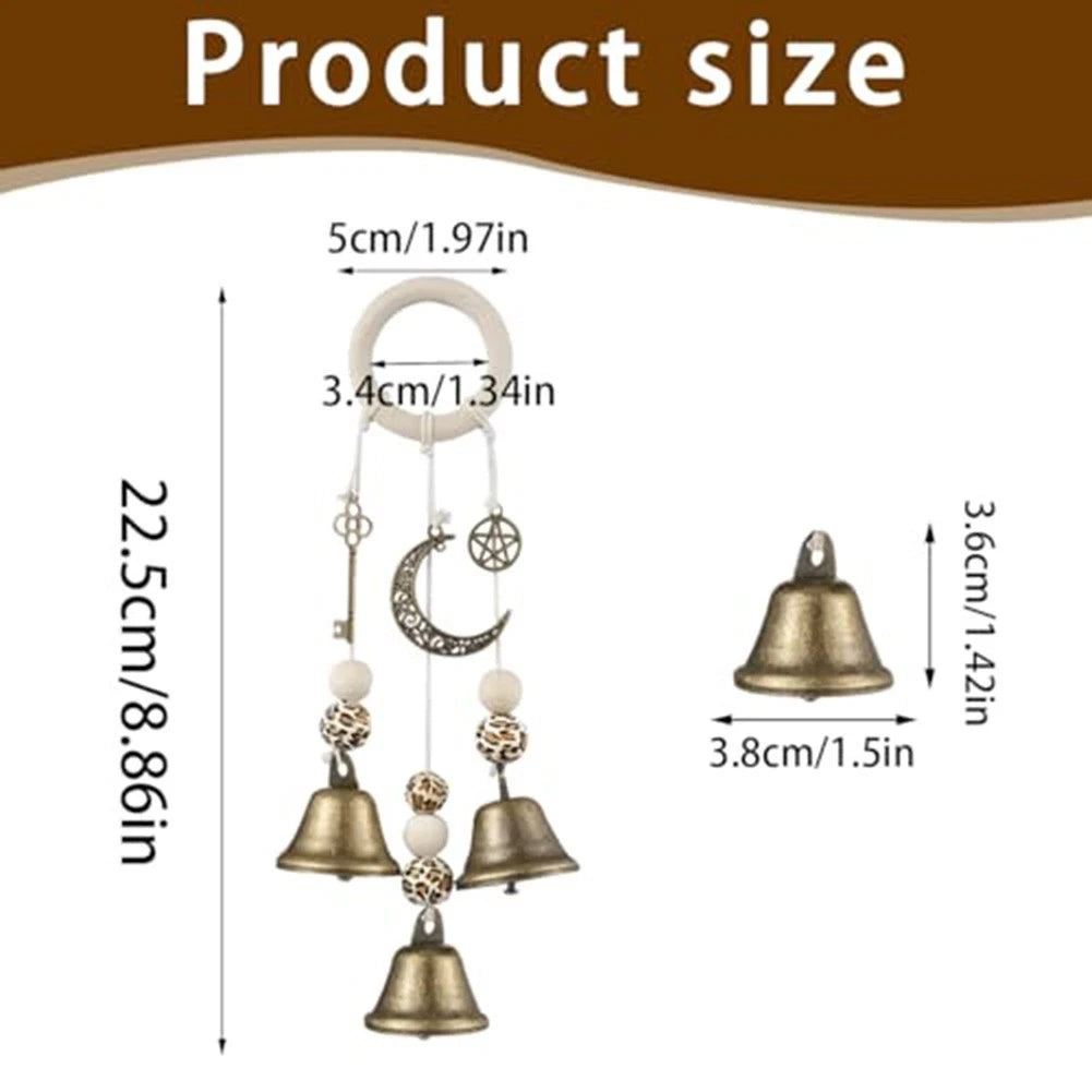 Rattan Witch Bell Wind Chime with Brass Finish for Bohemian Decor