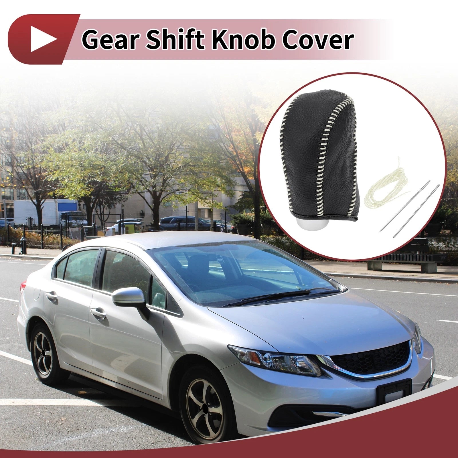1 Pc Gear Shift Knob Cover for Subaru Forester (2014–2017) Pebbled Black Beige