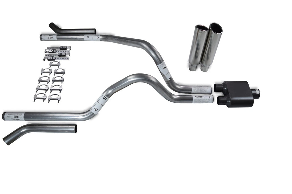 2.5" Dual Exhaust Kit for Dodge Dakota (1997–2005) - 1 Chamber Muffler, Clamp