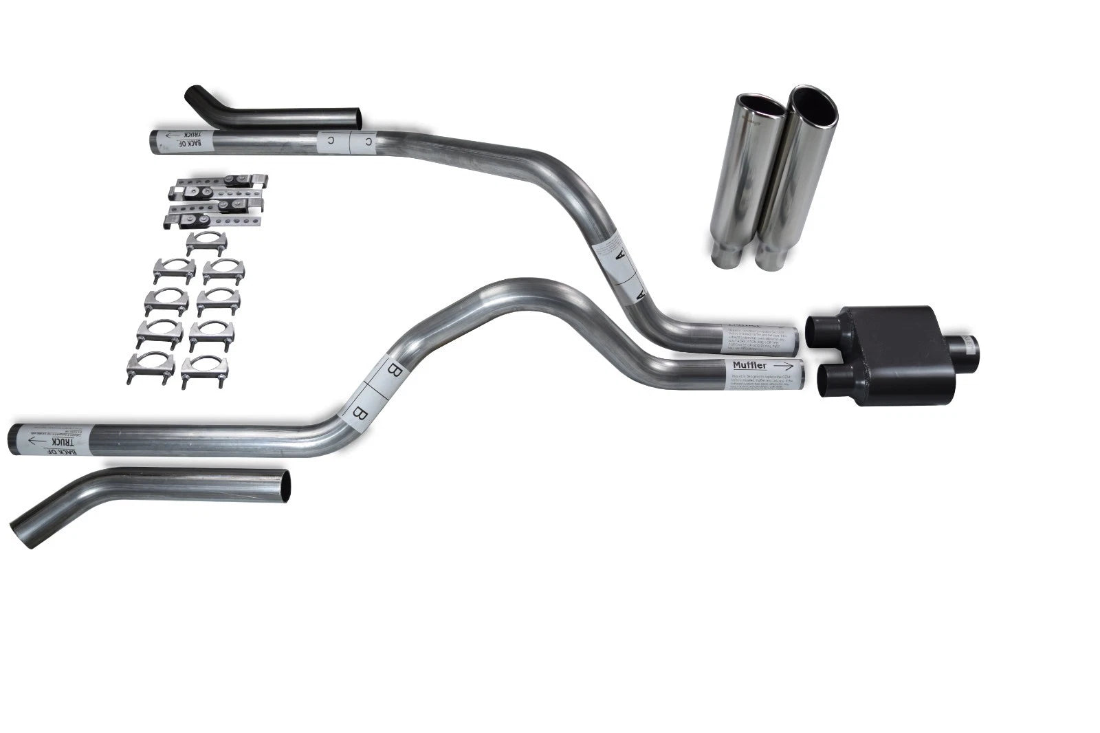 2.5" Dual Exhaust Kit for Dodge Dakota (1997–2005) - 1 Chamber Muffler, Clamp