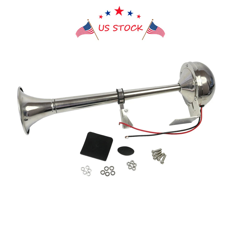 Electric Stainless Steel Single Trumpet Horn for Marine Truck Car Boat (12V)