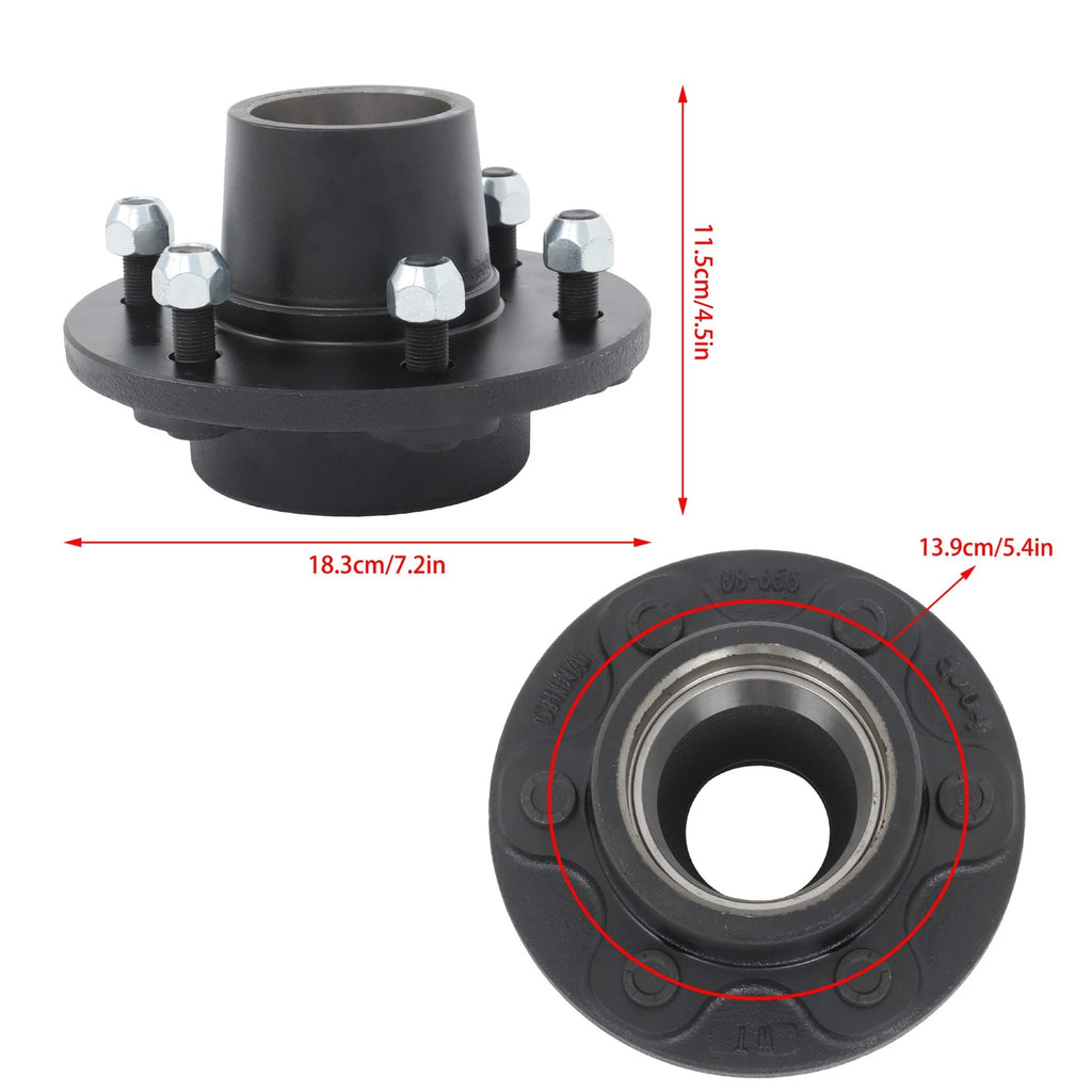 Set of 2 Trailer Hubs for 6 Bolt Wheels (Fits Various Models)