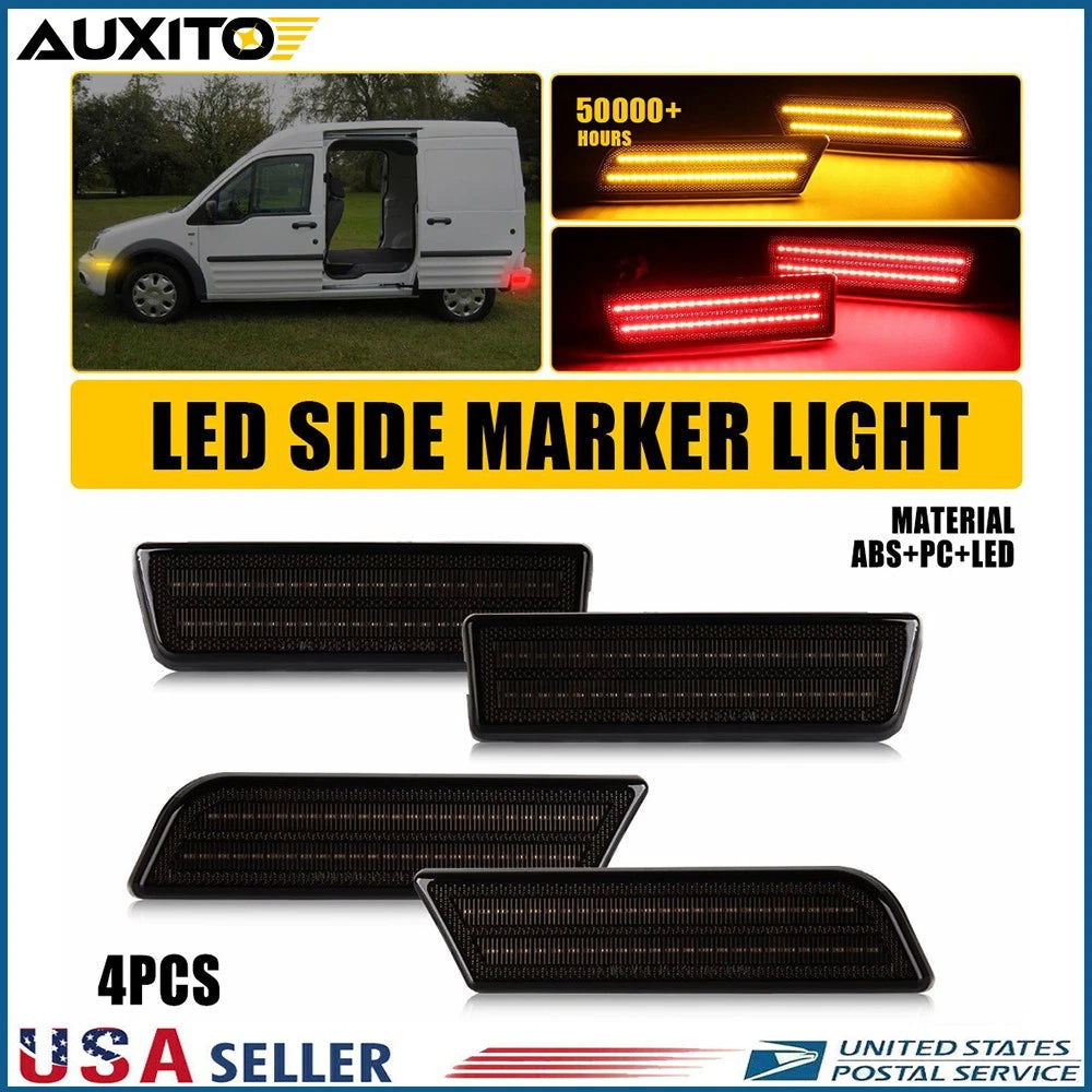Smoke LED Bumper Side Marker Lights for Ford Transit Connect (2010–2013)