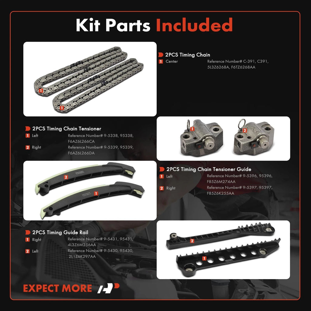 8x Timing Chain Kit for Ford F-250 F-350 F-450 Super Duty (1999–2002)