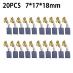 Set of 20 Carbon Brushes for Electric Motors (7x17x18mm)