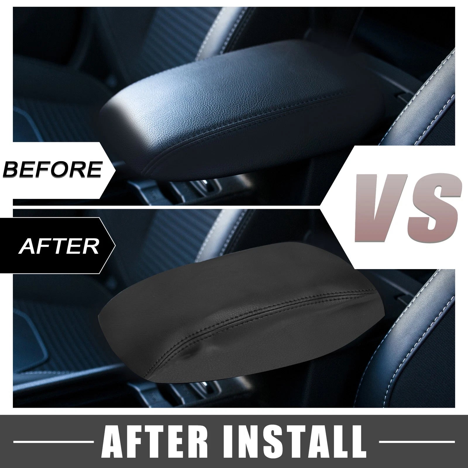 Armrest Cover Pad for Mitsubishi Outlander (2022–2023) Faux Leather Black