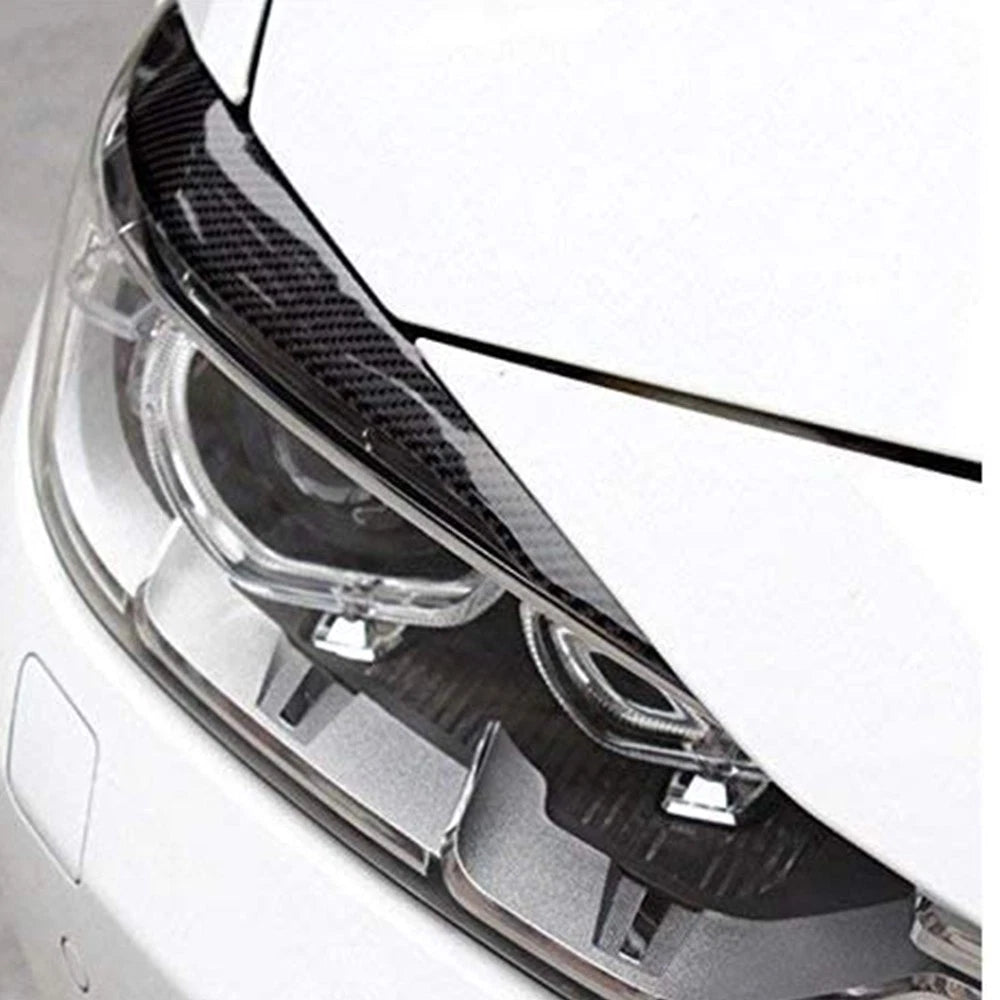 Set of 2 Carbon Fiber Headlight Scuff Eyebrow Stickers for BMW (2014)