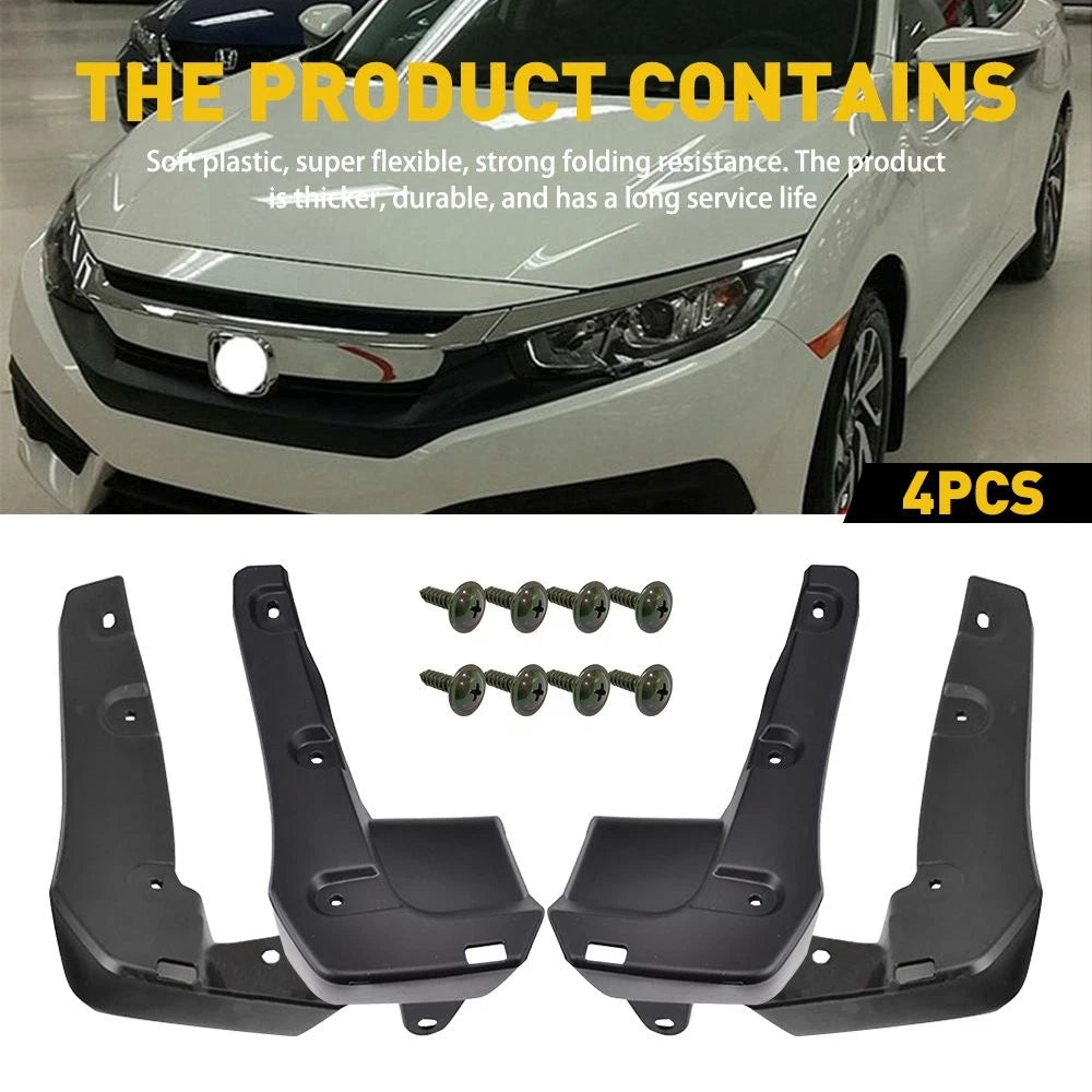 Mud Flaps Splash Guards for Honda Civic Sedan (2016–2021) Front & Rear