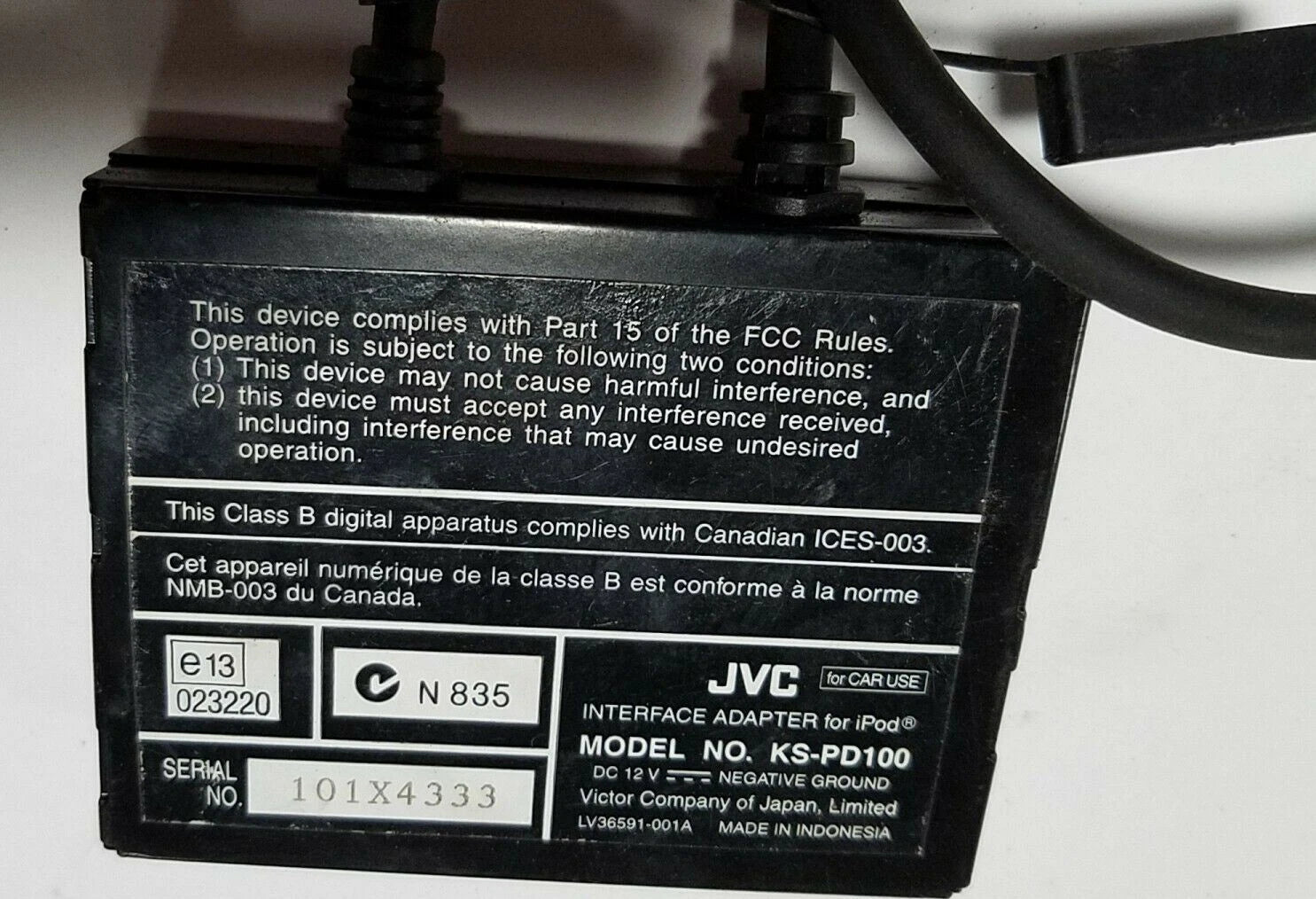 JVC KS-PD100 Stereo Interface Adapter for iPod (Car Use)