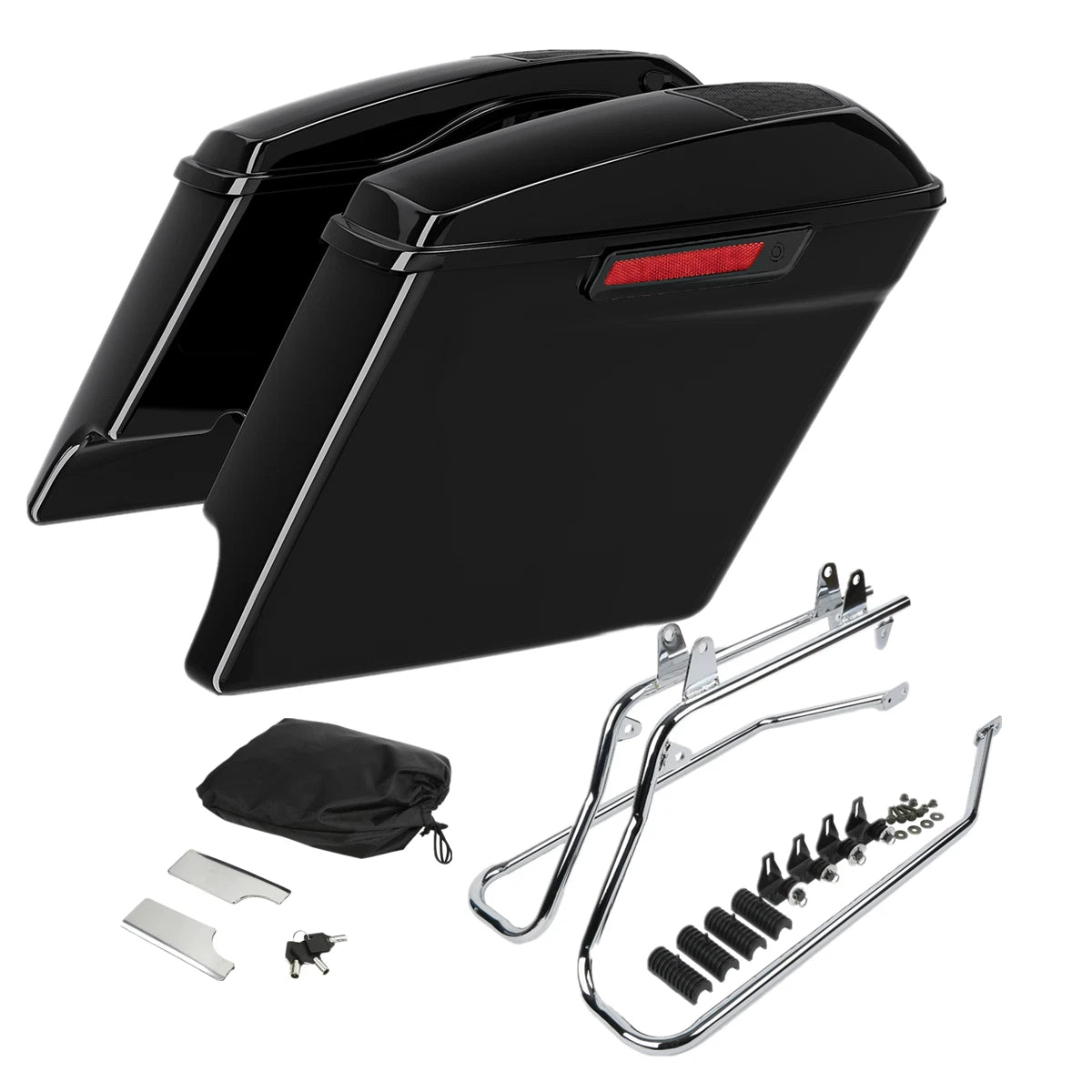 5" Stretched Saddlebags & 6" x 9" Lid & Brackets for Harley Fatboy (1984–2017)