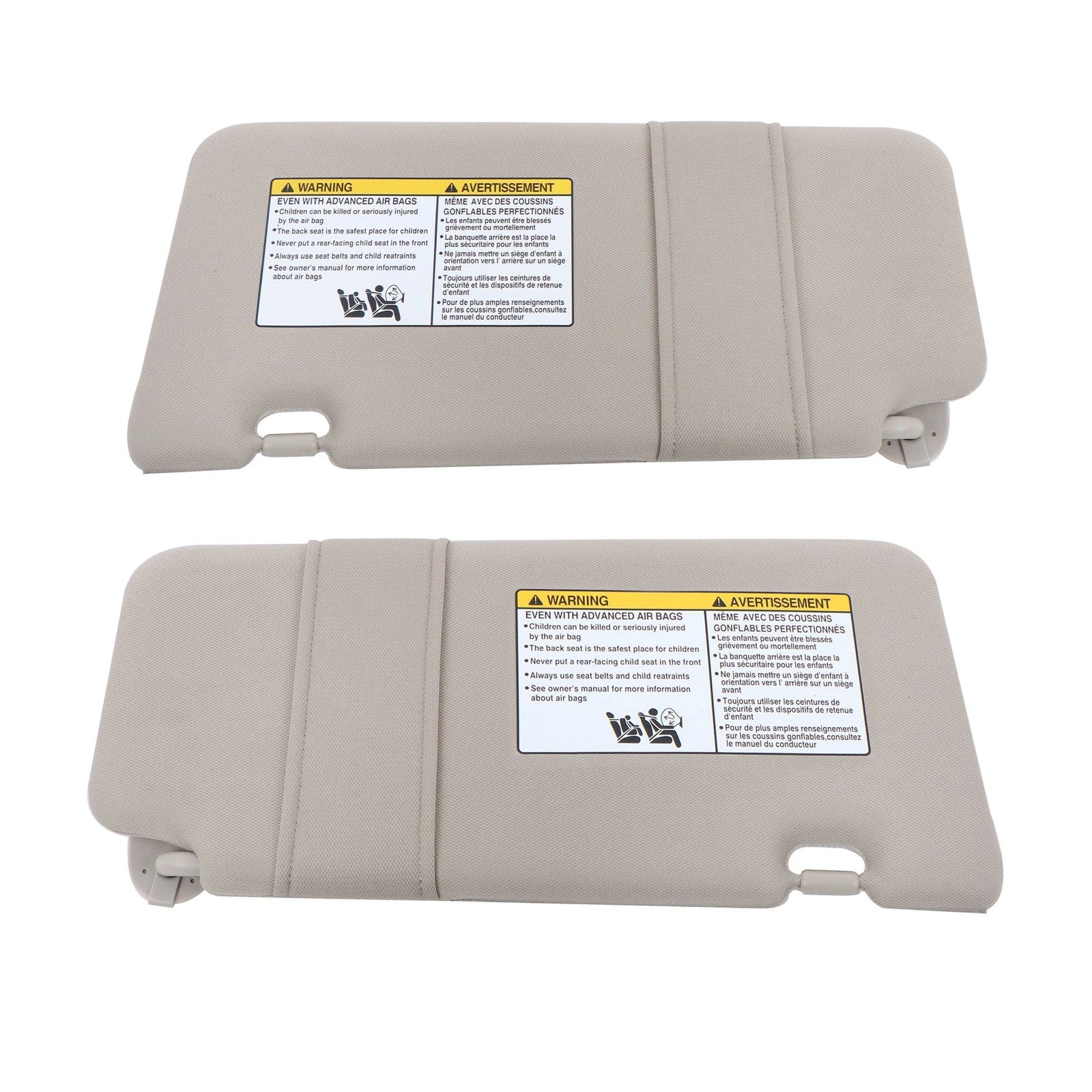 Set of 2 Gray Sun Visors for Nissan Versa (2007â2012) with Mirror