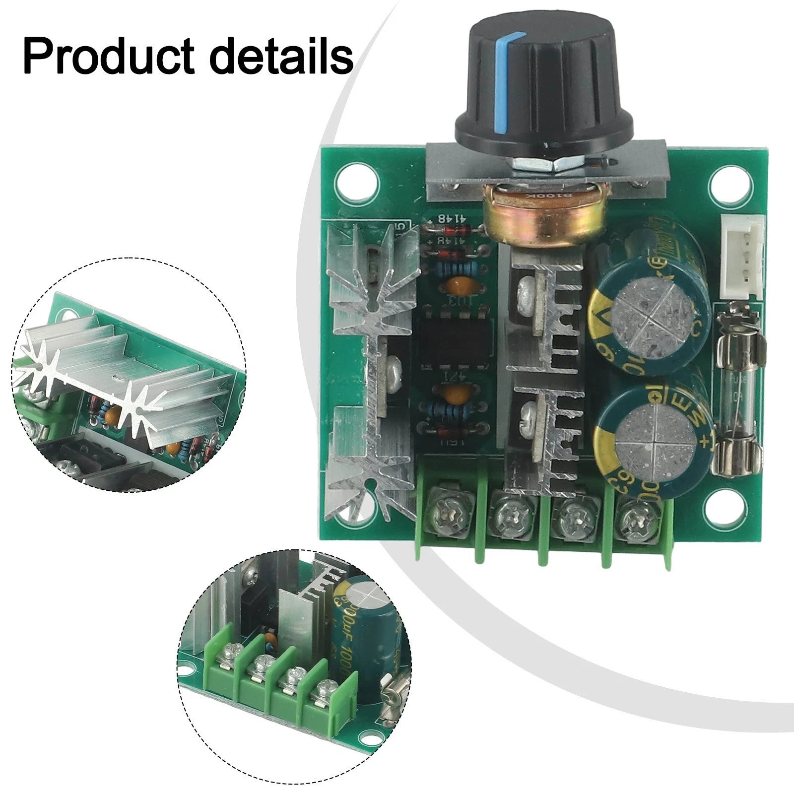 10A DC Motor Speed Controller with Fuse for Various Applications