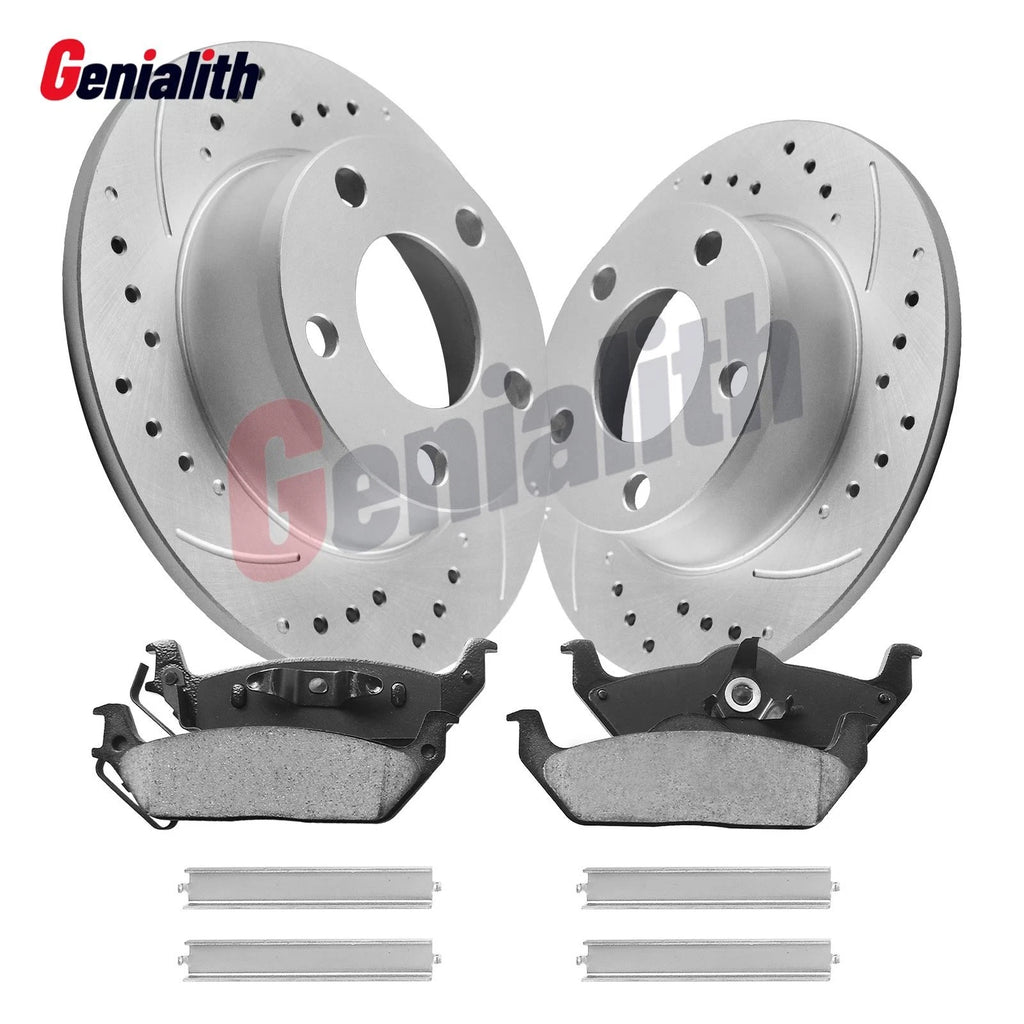 Set of 2 Rear Slotted Disc Brake Rotors & Pads for Lincoln Mark LT (2006–2008)