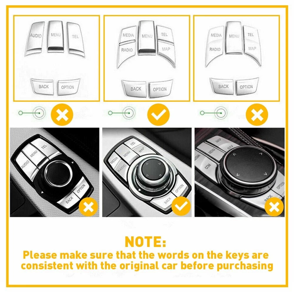 Chrome iDrive Multi Media Button Trim for BMW 1 3 4 5 6 X5 X6 (2000–2023)