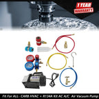 AC Vacuum Pump and Manifold Gauge Set for HVAC Systems (R134A)