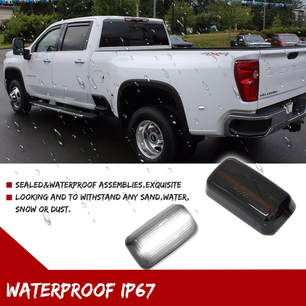 2X Smoke Lens White LED Rear Fender Marker Light for Chevy GMC 2500/3500HD (2015–2023)