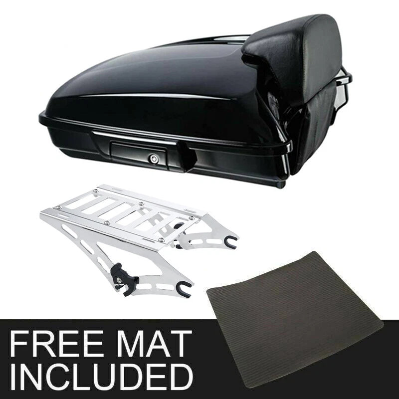 Razor Trunk Black Latch Backrest Pad Mount Rack for Harley Touring (2014–2026)