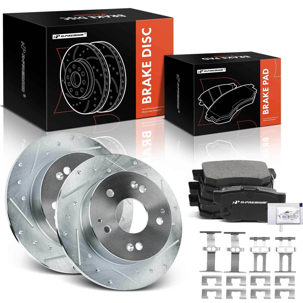 Set of 2 Rear Drilled Brake Rotors & Ceramic Pads for Honda Civic (2004–2005)