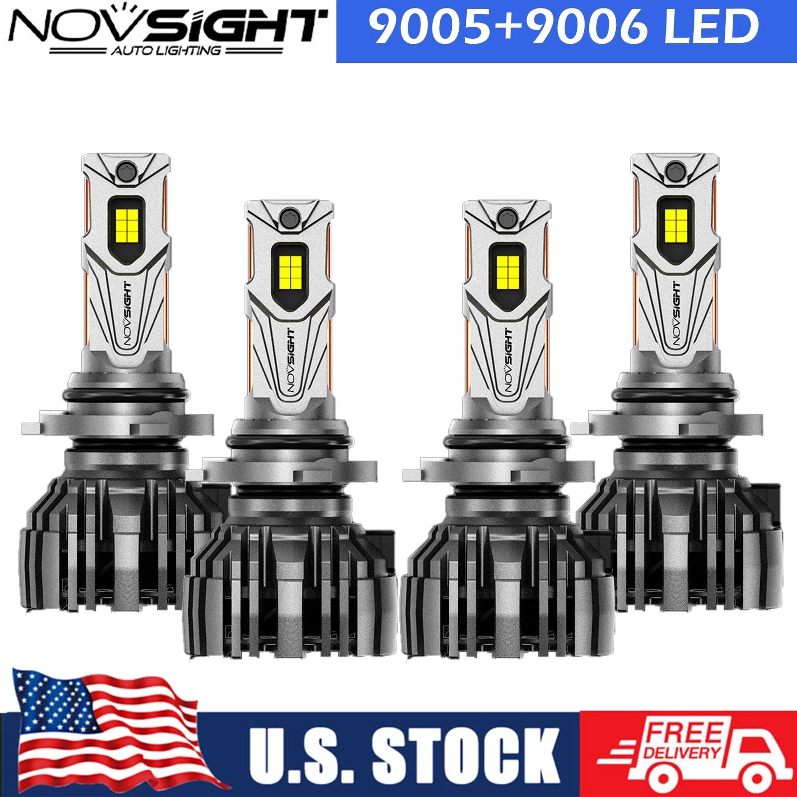 4X 9005 9006 LED Headlight Kit for NOVSIGHT (32000LM, 6500K)