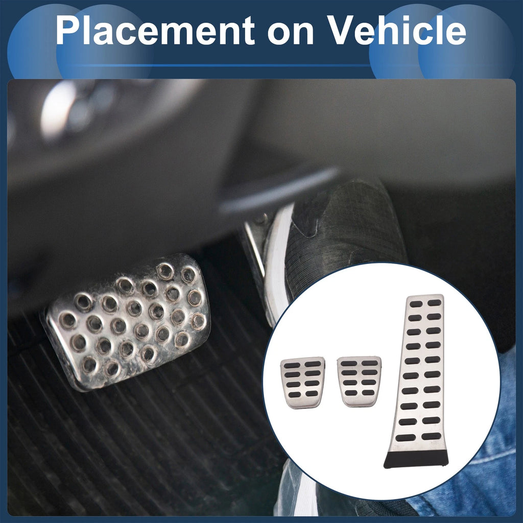 3 Pcs Manual Foot Accelerator Pedal Covers for Kia K5 (2011–2015) Silver Tone