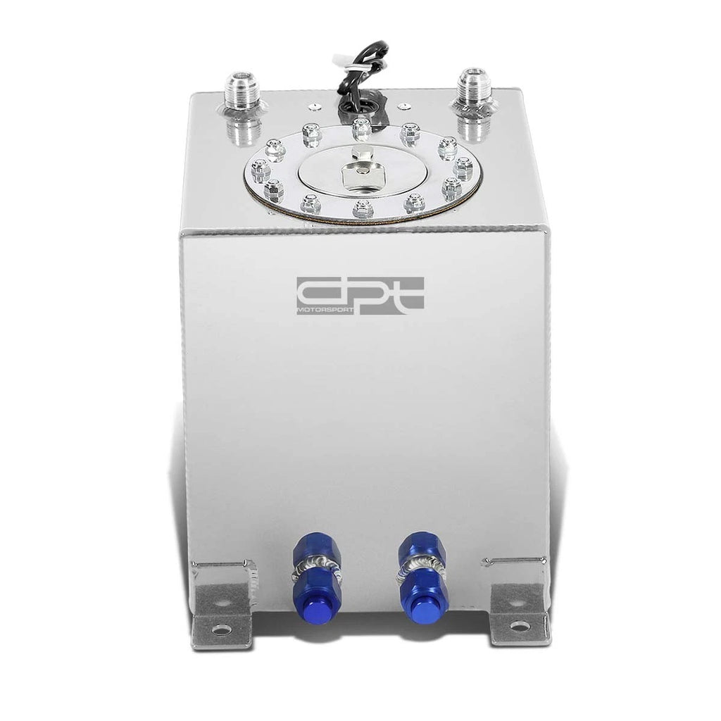 2.5 Gallon Lightweight Polished Aluminum Race Fuel Cell Tank + Level Sender
