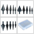 Set of 5 Step Drill Bits for Multiple Sizes 1/8" - 1-3/8"