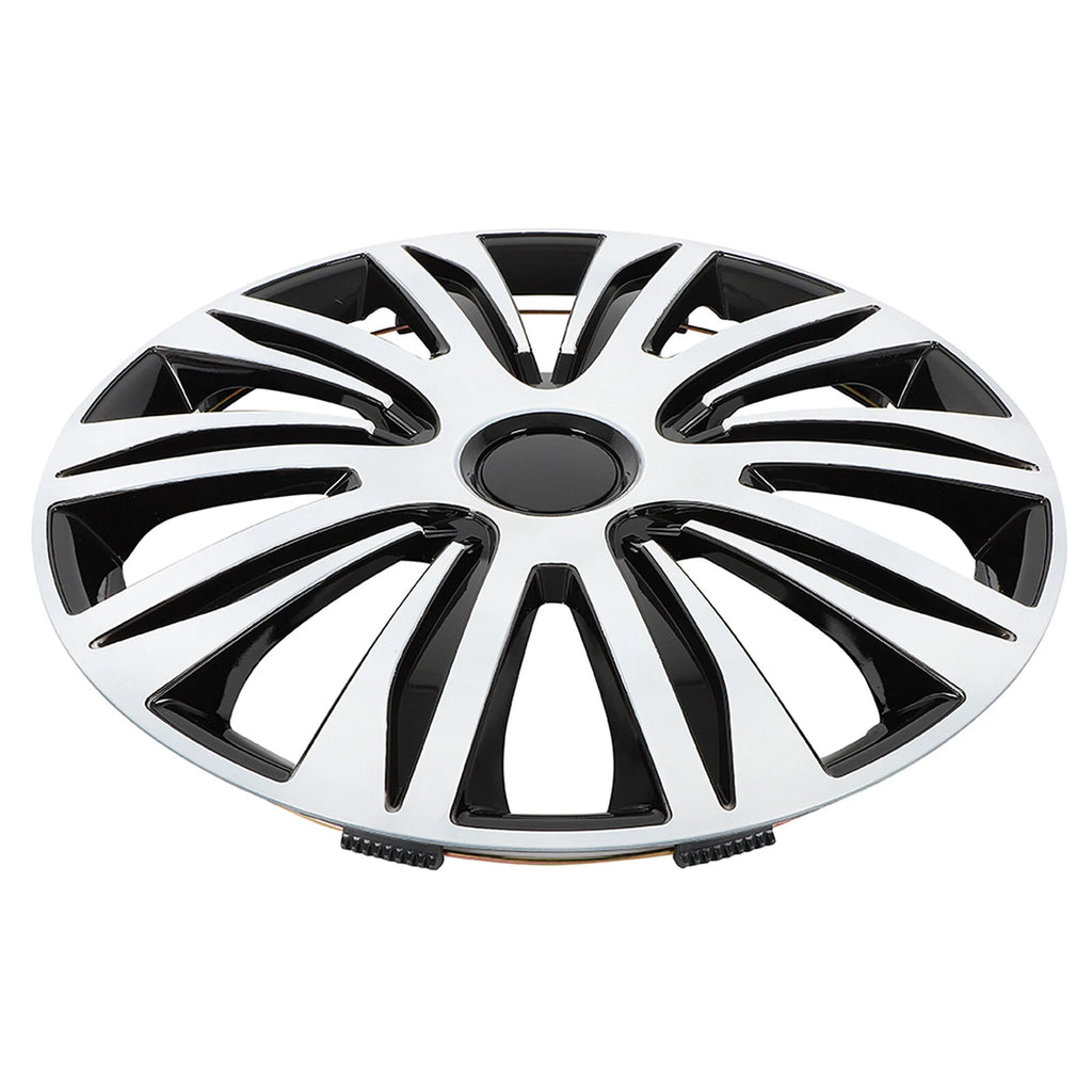 Set of 4 Wheel Hub Caps for R17 Tire & Rim - Snap On Black & White