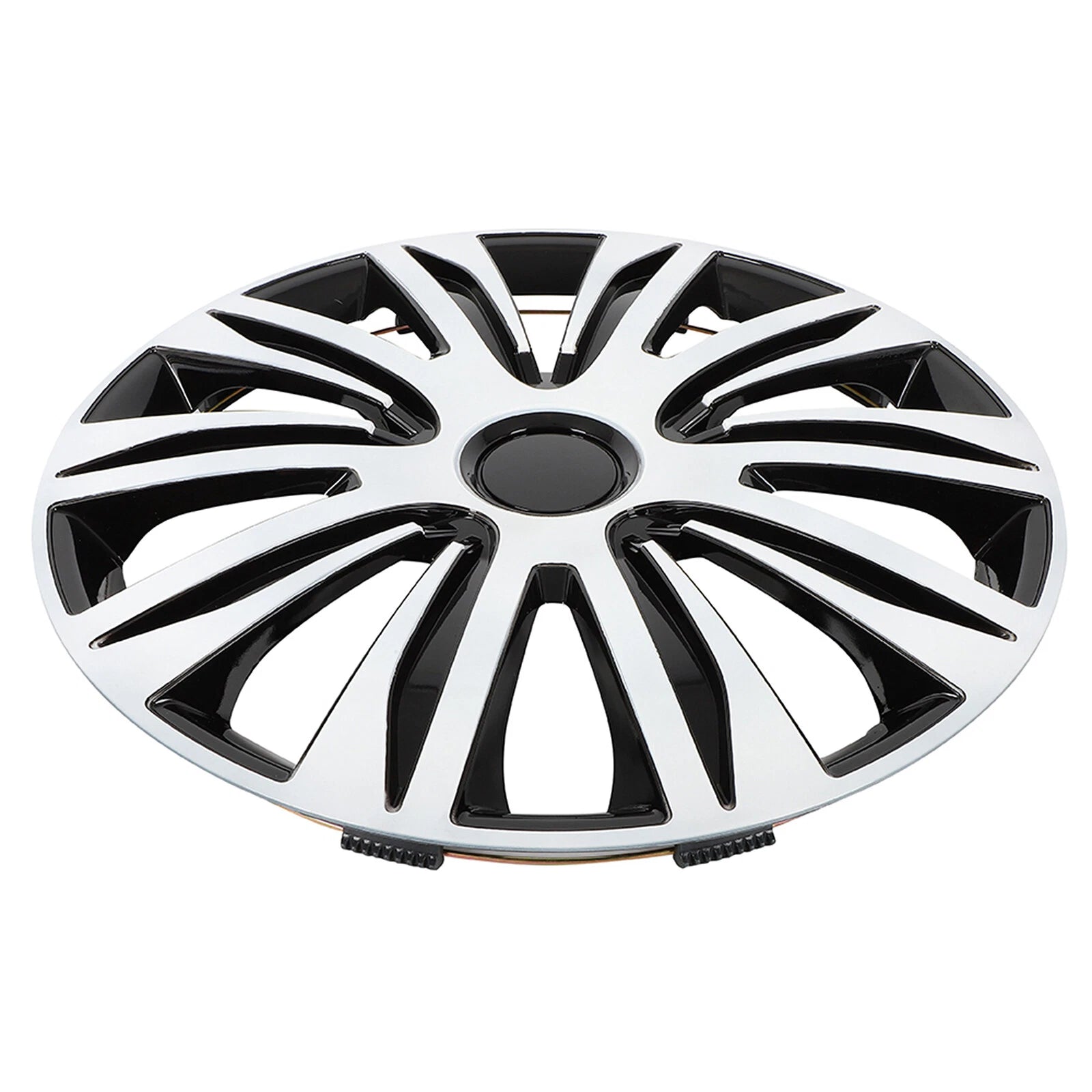 Set of 4 Wheel Hub Caps for R17 Tire & Rim - Snap On Black & White