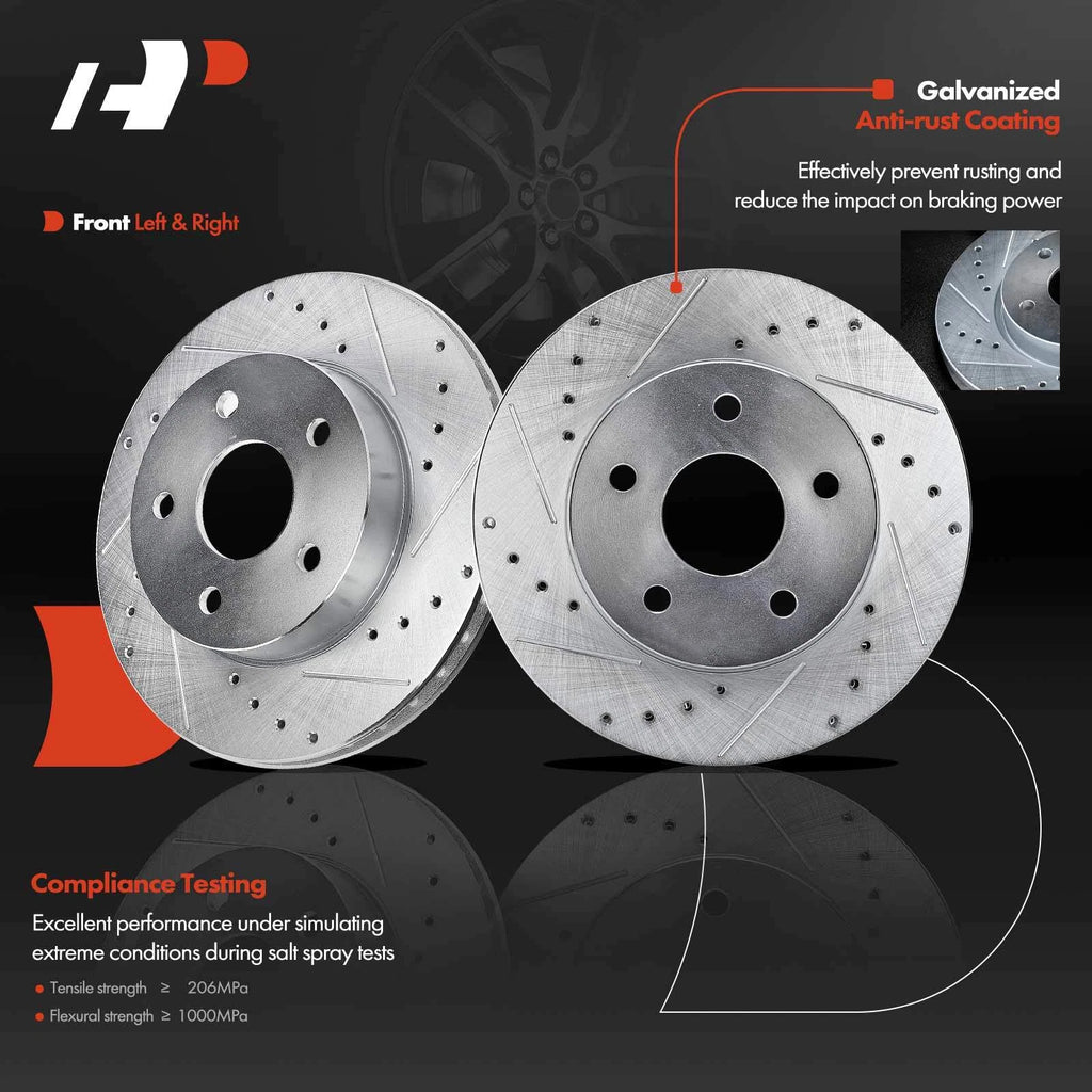Set of 8 Front Drilled Brake Rotors, Pads & Calipers for Jeep Grand Cherokee